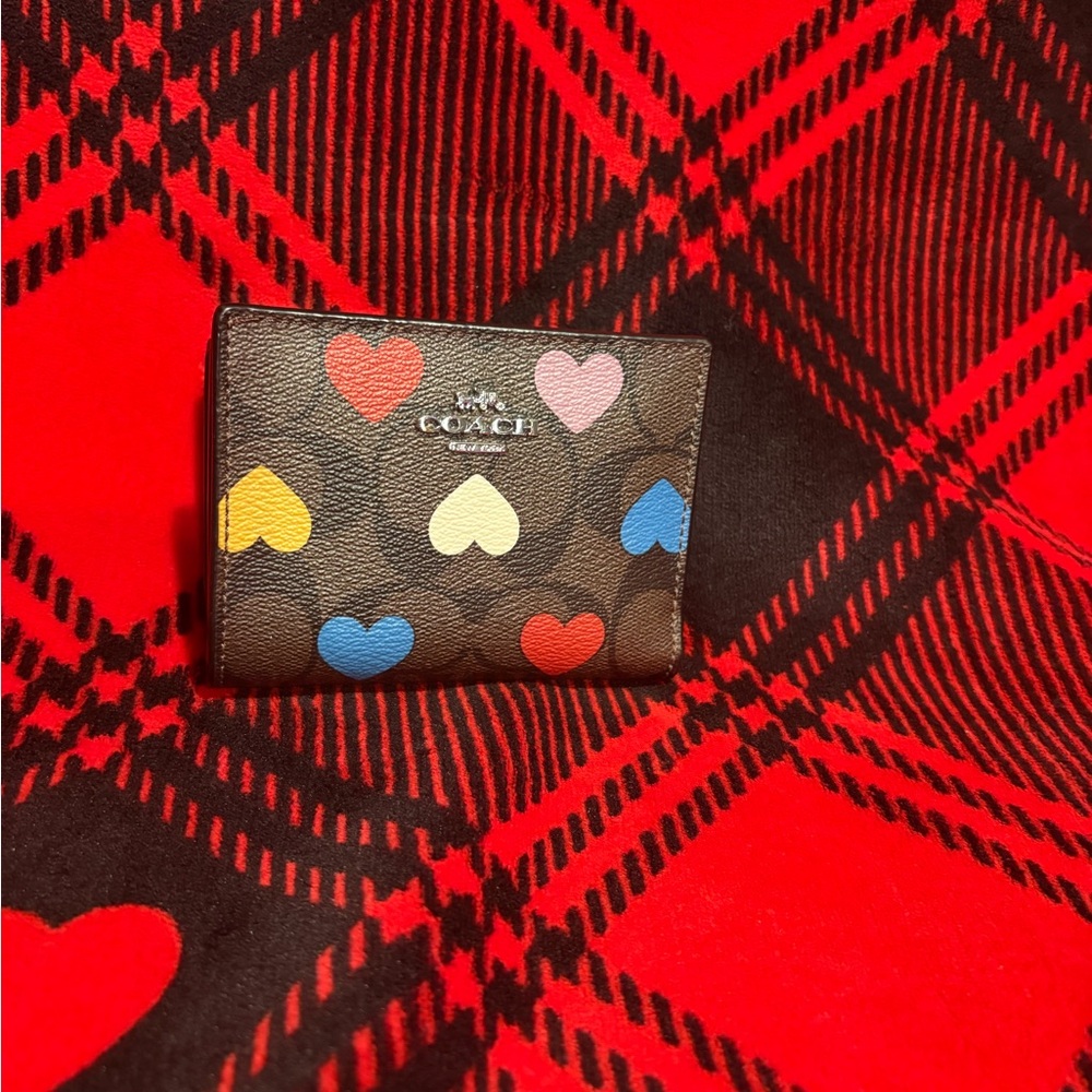 Coach Multicolor Heart Print Card Holder